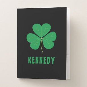 Shamrock Green Clover Ireland Celtic Irish Name Pocket Folder
