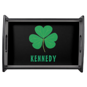 Shamrock Green Clover Ireland Celtic Irish Name Serving Tray
