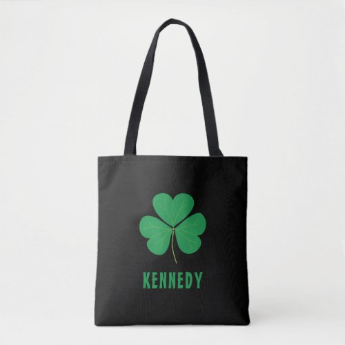 Shamrock Green Clover Ireland Celtic Irish Name Tote Bag