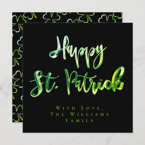 Shamrock Green Clovers Pattern Happy St Patrick Holiday Card