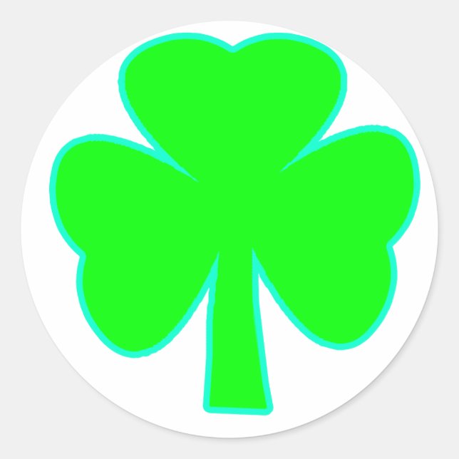 Shamrock Green Cyan The MUSEUM Zazzle Gifts Classic Round Sticker (Front)