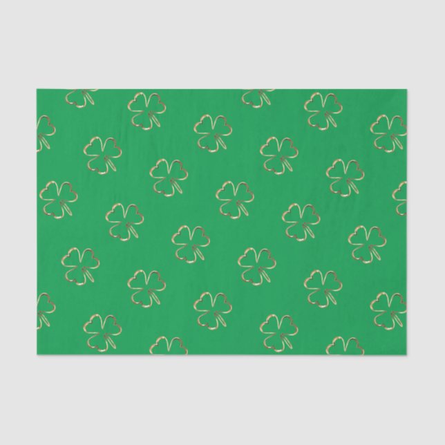 Shamrock Green Irish Ireland Clover Pattern Tissue Paper (Front)