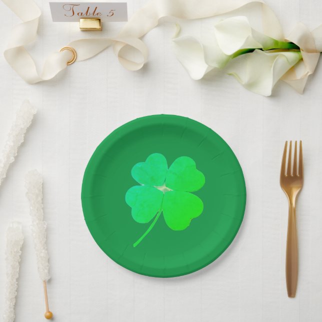 Shamrock Green Irish St. Patricks Day 4Erin Paper Plates (Wedding)