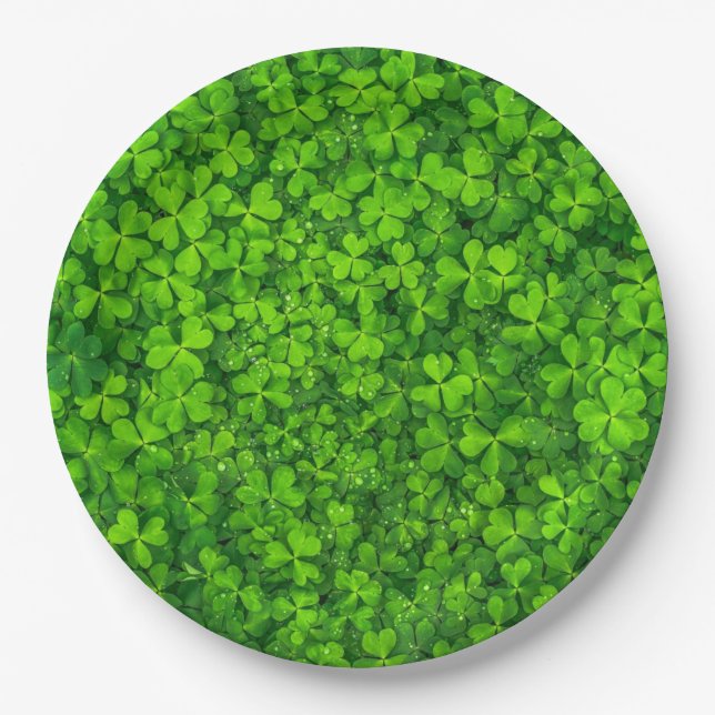 Shamrock green, St. Patrick's Day, Paper Plates (Front)