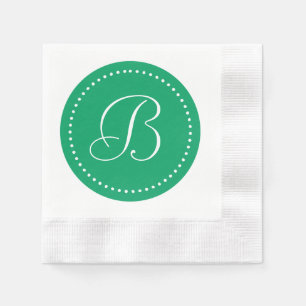 Shamrock Green/White Dot Monogram Paper Napkins