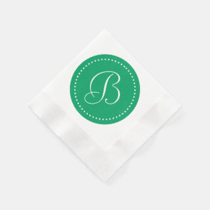 Shamrock Green/White Dot Monogram Paper Napkins