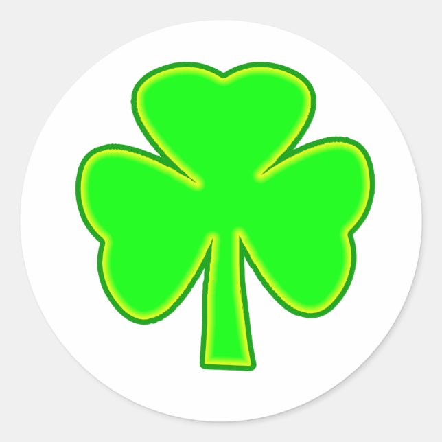 Shamrock Green Yellow The MUSEUM Zazzle Gifts Classic Round Sticker (Front)
