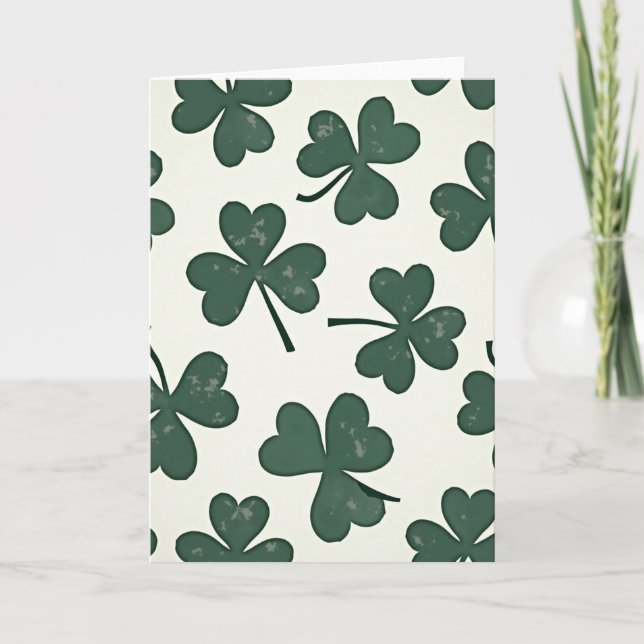 Shamrock Greenery Irish Luck Card (Front)