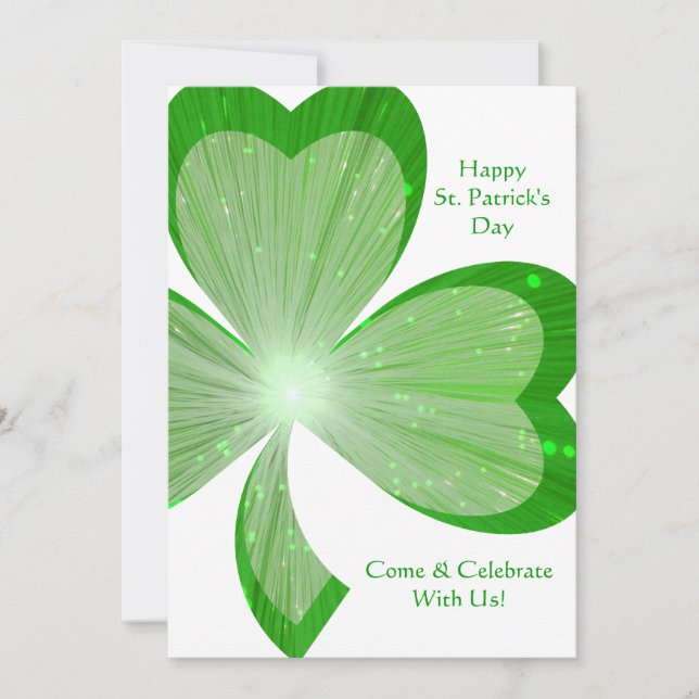 Shamrock 'Happy St.Patrick's Day' invitation white (Front)