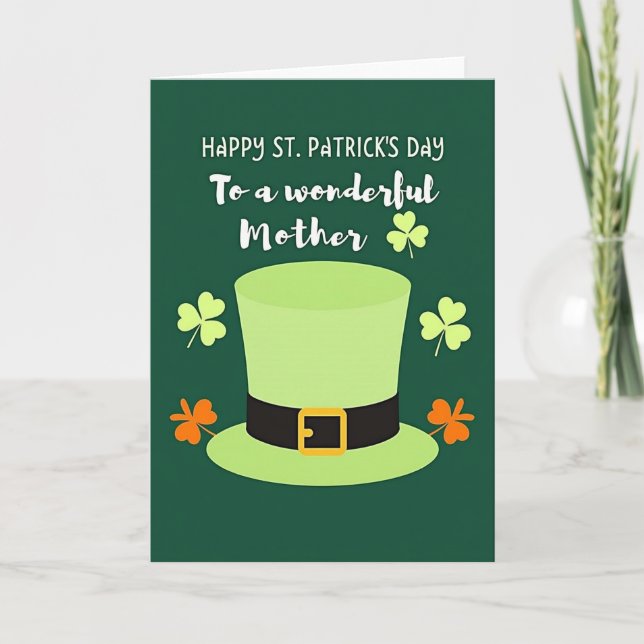 Shamrock Hat Mothers Day Card (Front)