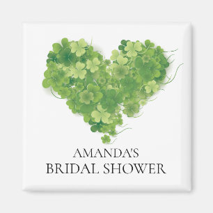 Shamrock Heart Bridal Shower Favor  Magnet