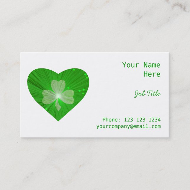 Shamrock Heart business card side white (Front)
