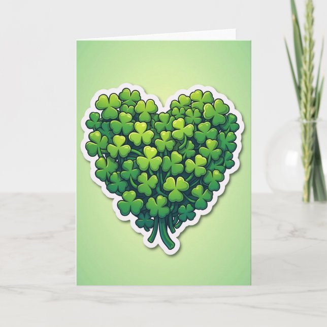 Shamrock Heart Glitter Texture Card (Front)