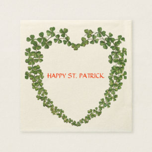 SHAMROCK HEART green purple Paper Napkins