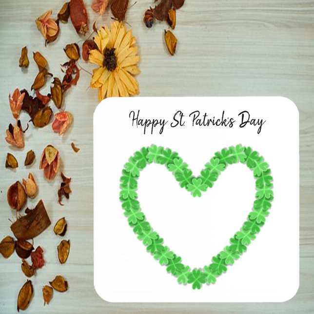 Shamrock Heart Happy St Patrick's Day Beverage Coaster (Creator Uploaded)