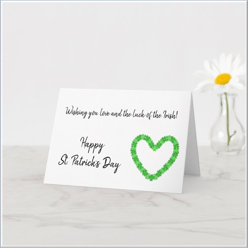 Shamrock Heart Happy St Patricks Day Card
