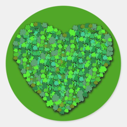 Shamrock Heart in Irish Green Classic Round Sticker