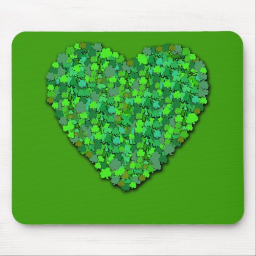 Shamrock Heart in Irish Green Mouse Pad