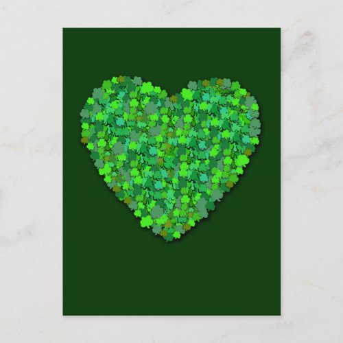 Shamrock Heart in Irish Green Postcard