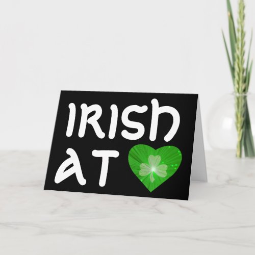 Shamrock Heart Irish at Heart  card