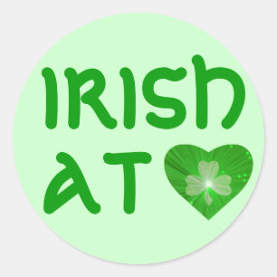 Shamrock Heart 'Irish at Heart' sticker green