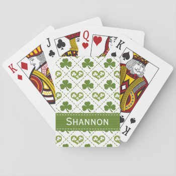 Shamrock Heart Playing Cards by cutecustomgifts at Zazzle