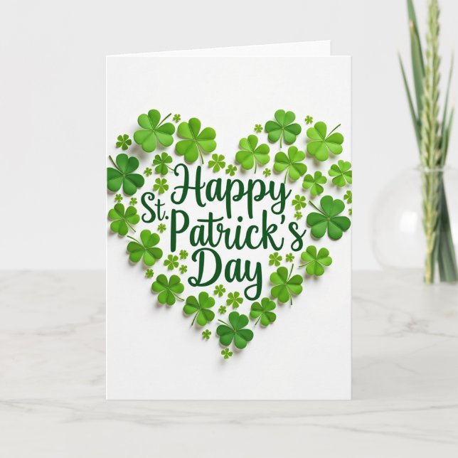 Shamrock Heart St Patricks Card (Front)