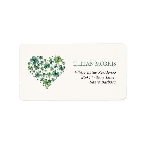 Shamrock Heart St Patricks Day Bridal Shower  Label