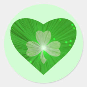 Shamrock Heart sticker round green