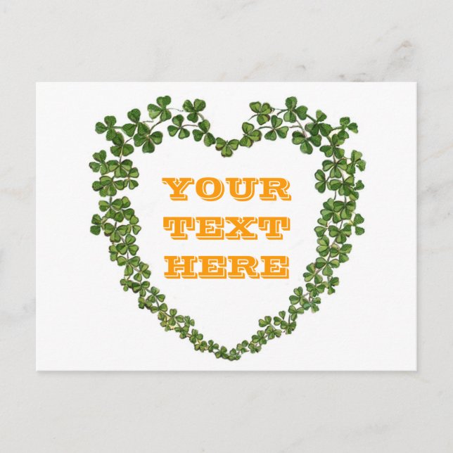 Shamrock Heart Vintage St. Patrick's Day Postcard (Front)