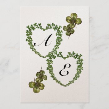 Shamrock Hearts Monogram Champagne Announcement by AiLartworks at Zazzle