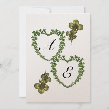 Shamrock Hearts Monogram Gold Announcement by AiLartworks at Zazzle