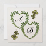 SHAMROCK HEARTS MONOGRAM green purple champagne Announcement