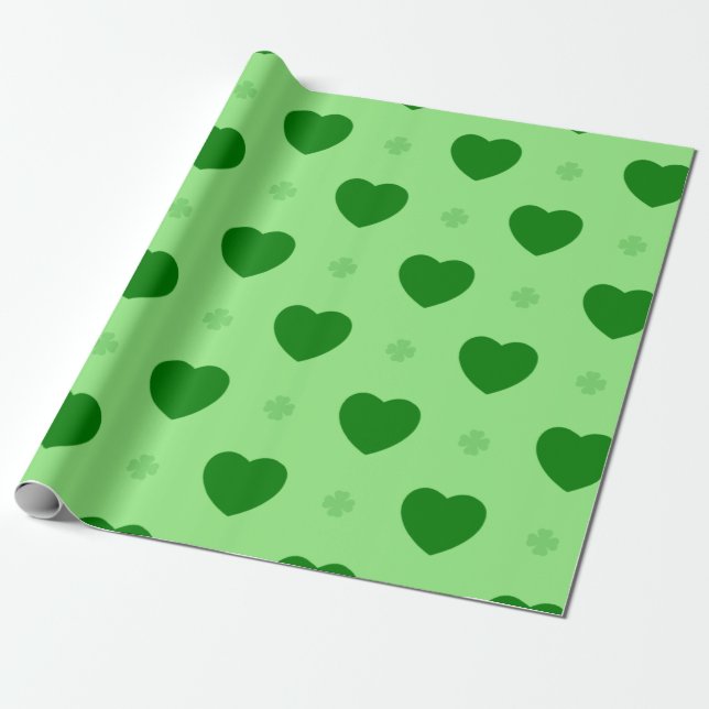 Shamrock Hearts Wrapping Paper  (Unrolled)