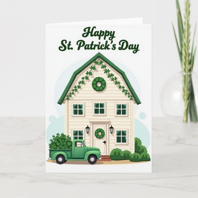 Shamrock House St Patricks Day Card (Front)