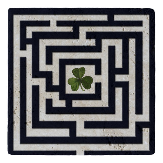 Shamrock in Black Labyrinth Challenge Trivet (Front)