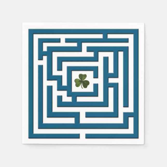 Shamrock in Blue Labyrinth Challenge Napkins (Front)