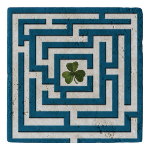 Shamrock in Blue Labyrinth Challenge Trivet