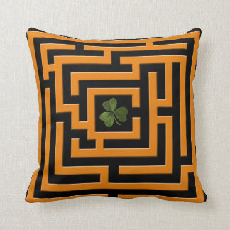 Shamrock in Orange Labyrinth Challenge 2 in 1 Throw Pillow