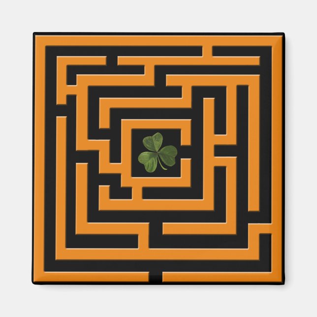 Shamrock in Orange Labyrinth Challenge Magnet (Front)