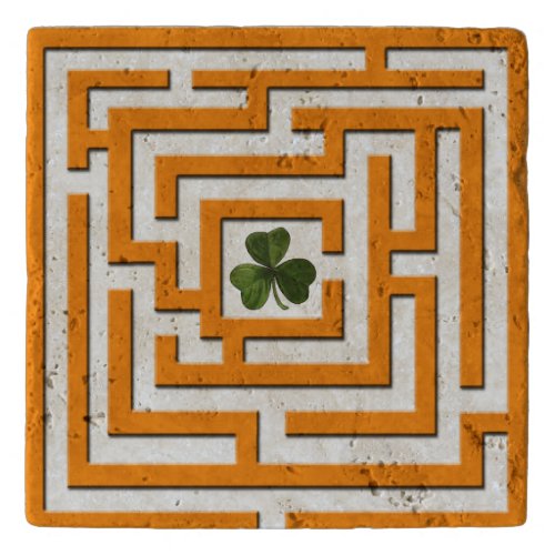 Shamrock in Orange Labyrinth Challenge Trivet