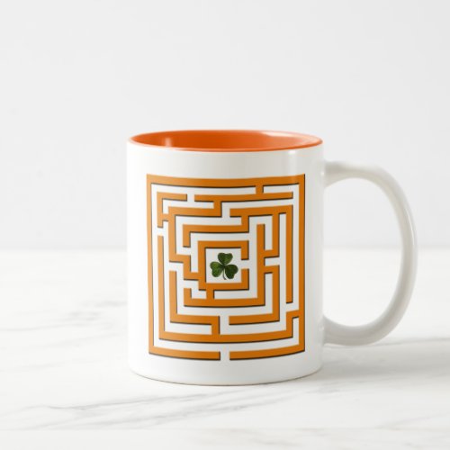 Shamrock in Orange Labyrinth Challenge Two_Tone Coffee Mug