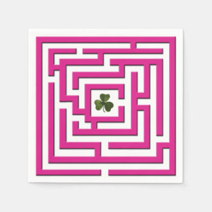 Shamrock in Pink Labyrinth Challenge Napkins