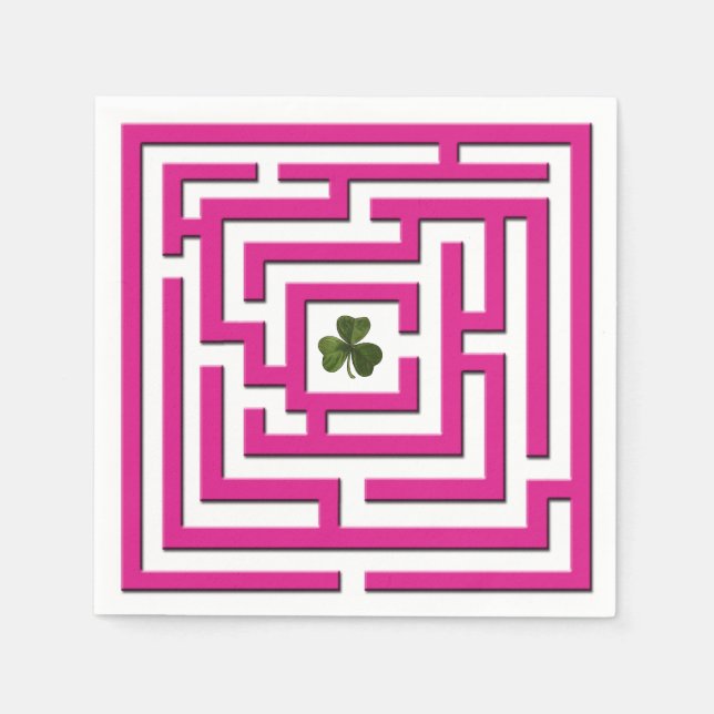 Shamrock in Pink Labyrinth Challenge Napkins (Front)