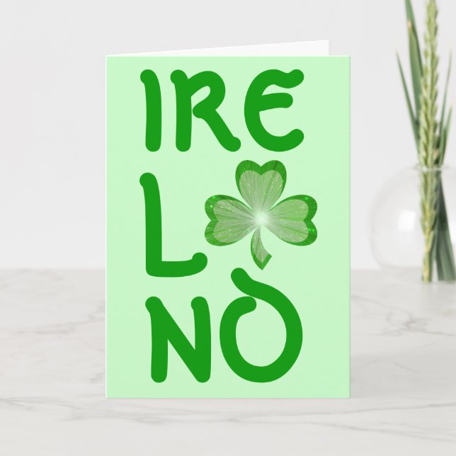 Shamrock 'Ireland' greetings card green (Front)