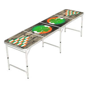 Shamrock, Ireland & Irish Flag Wood / Drinking fun Beer Pong Table