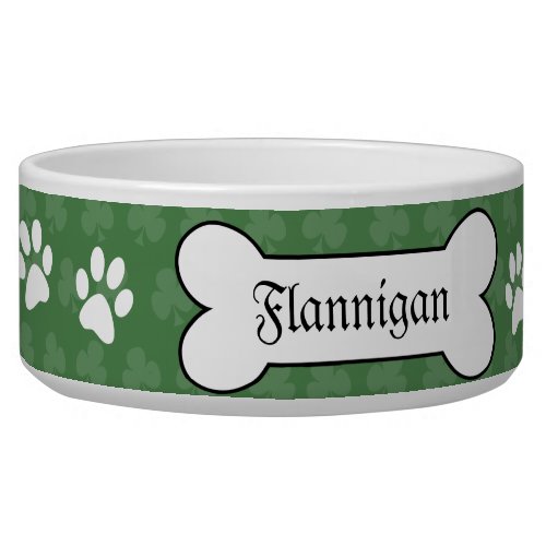 Shamrock Irish Clover Customized Pet Dog Food Bowl