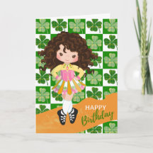 Shamrock Irish Dance Brunette Girl Birthday