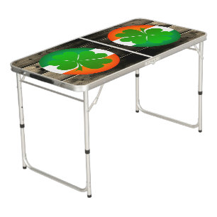 Shamrock & Irish Flag Wood / Ireland Drinking fun Beer Pong Table