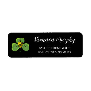 Shamrock Irish Harp Elegant Calligraphy Script Label